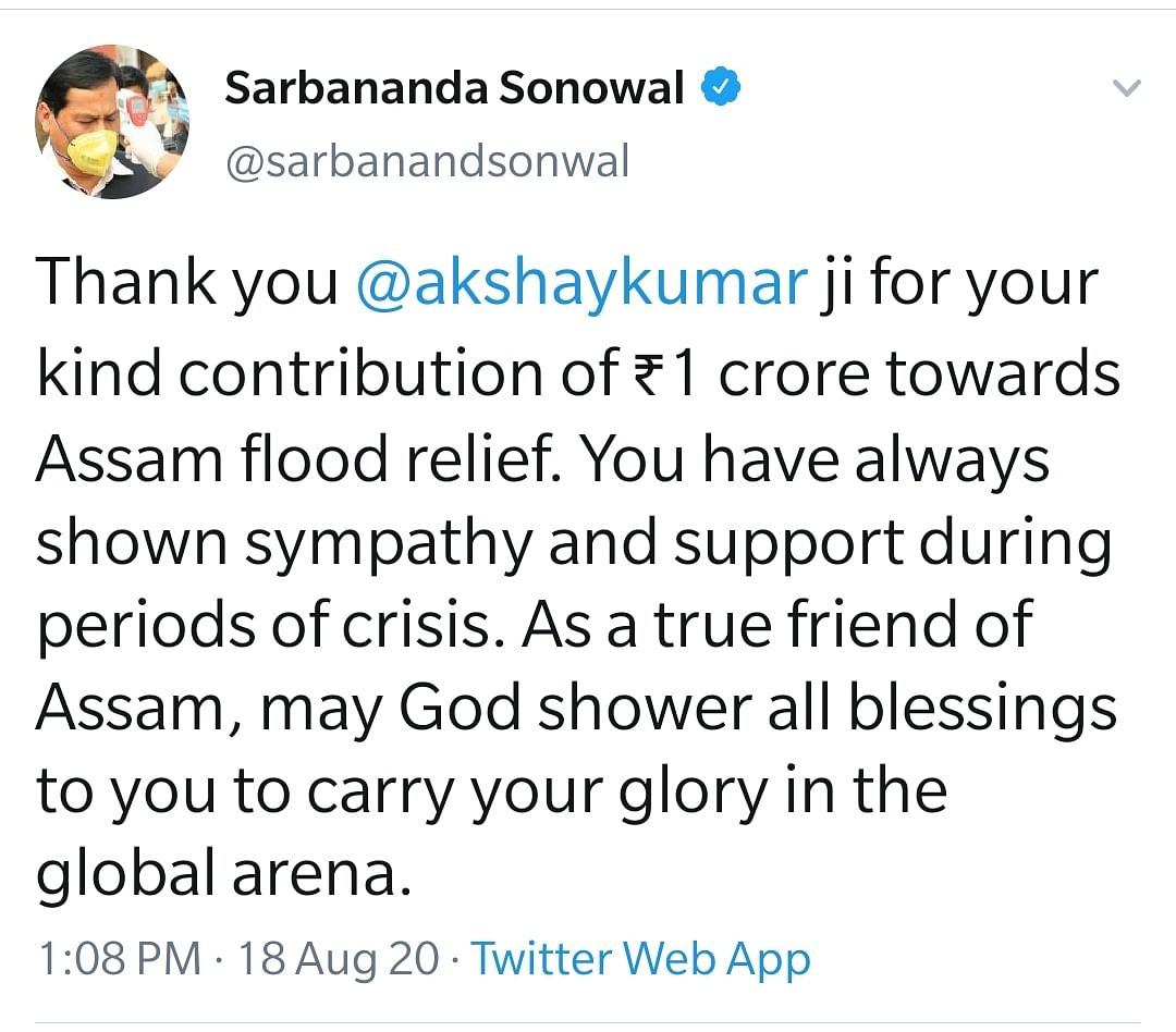 The actor also donated to flood relief work in Bihar.