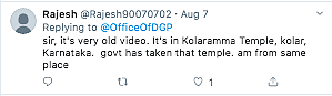 A Twitter user mentioned that the incident is from Kolaramma temple in Kolar.