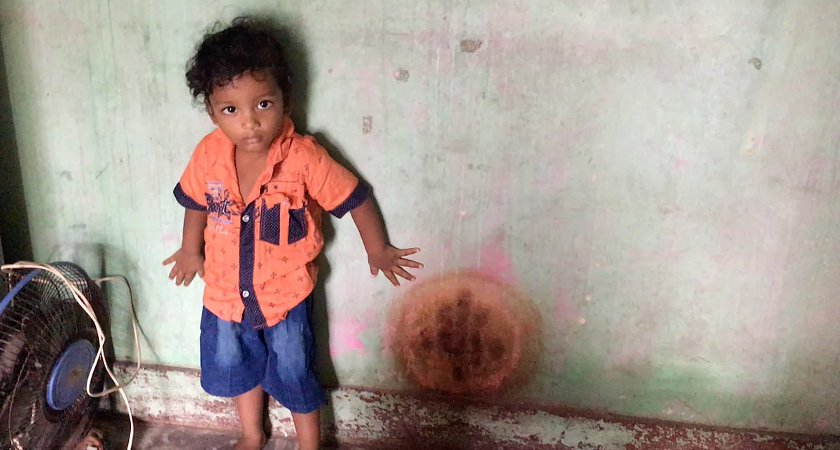 Two-year-old Rohit is hearing impaired.
