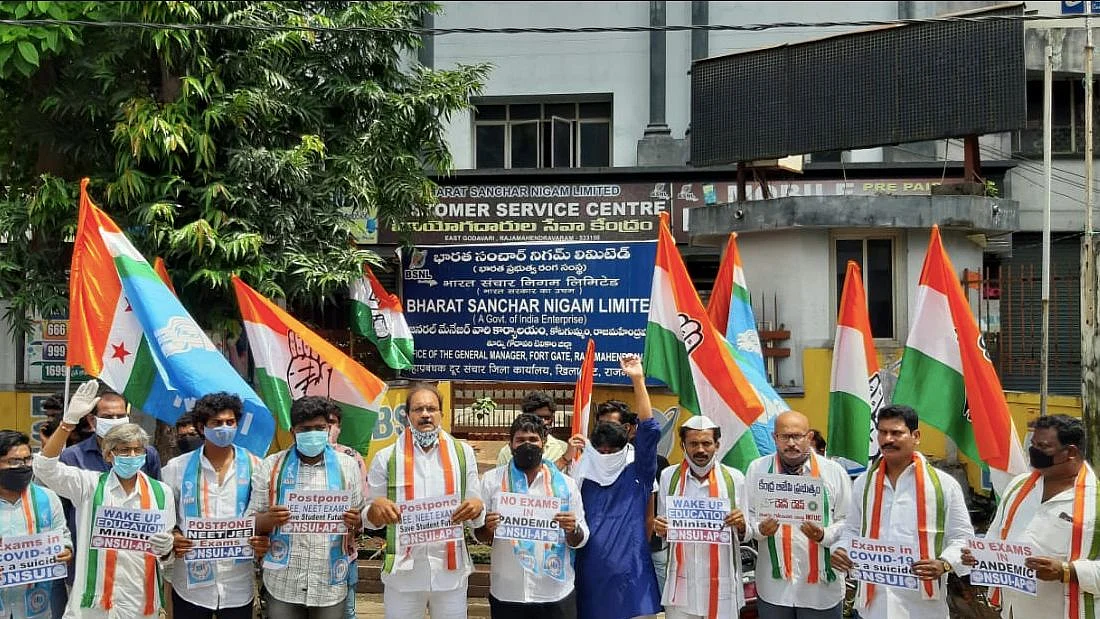 Protest in Andhra Pradesh. 