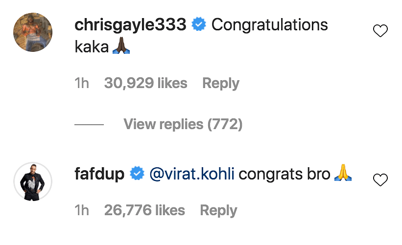 Pandya, KL Rahul, KP, Chahal post congratulatory messages for Virat and Anushka following their baby announcement.