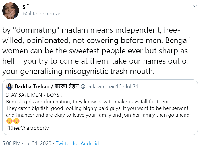 Post Chakraborty’s FIR, Twitter saw an outpour of misogynist and stereotypical tweets against Bengali women.