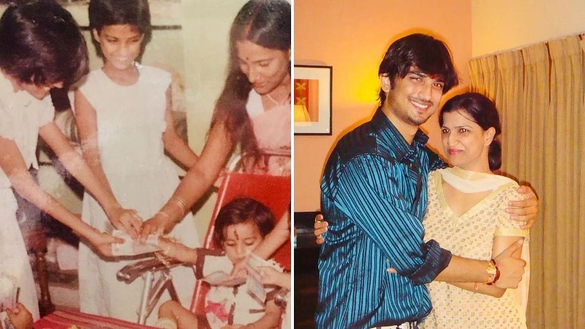 Sushant Singh Rajput with his sisters.
