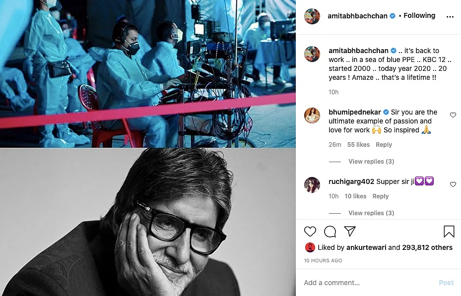 Instagram post by Amitabh Bachchan
