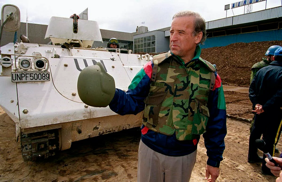 Sen. Biden in Bosnia in 1993. He wanted the U.S. to intervene in the war there.