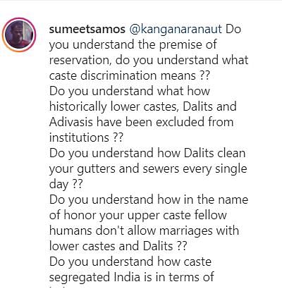 Kangana Ranaut has once again hit the headlines with her tweet - this time about caste and reservation in India.
