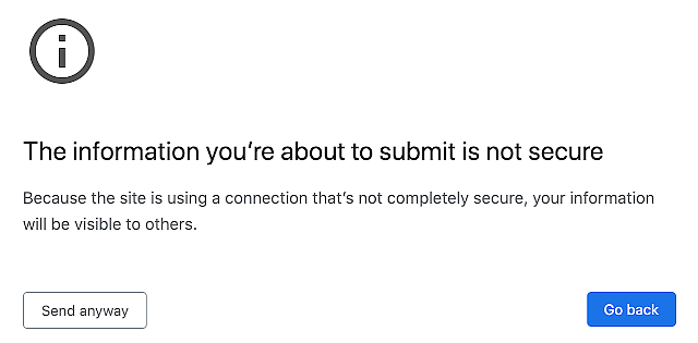 Another web page will open before you submit the form. 