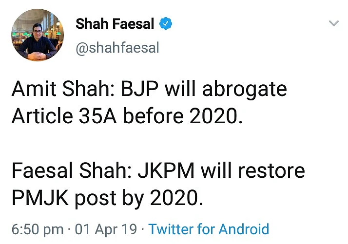 ‘Stooge or Separatist’: What Shah Faesal’s Deleted Tweets Said