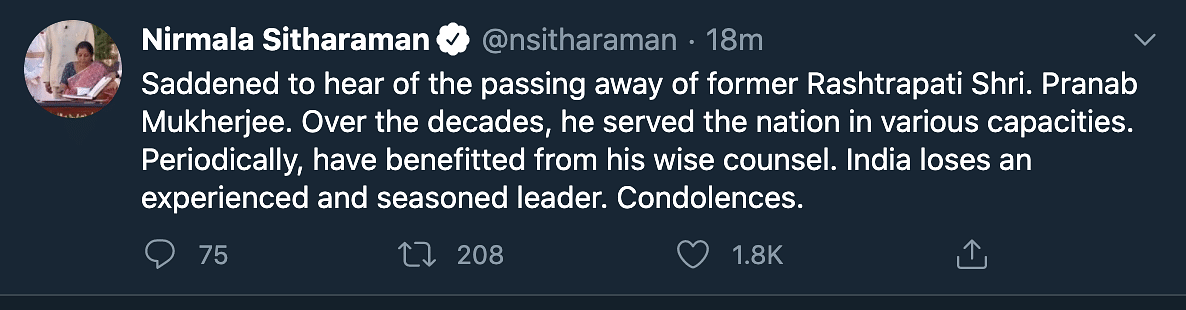 The former President and one of India’s most respected politicians, passed away at the age of 84 on Monday.