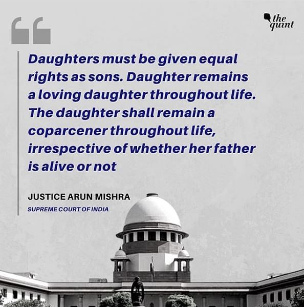 The daughter shall remain a coparcener throughout life, irrespective of whether her father is alive or not: SC