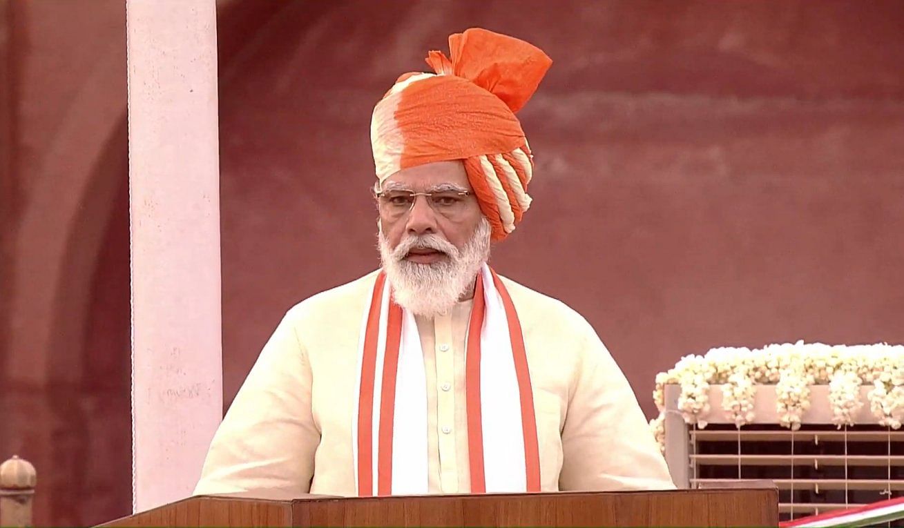 Prime Minister Narendra Modi at the Independence Day celebrations at Red Fort.