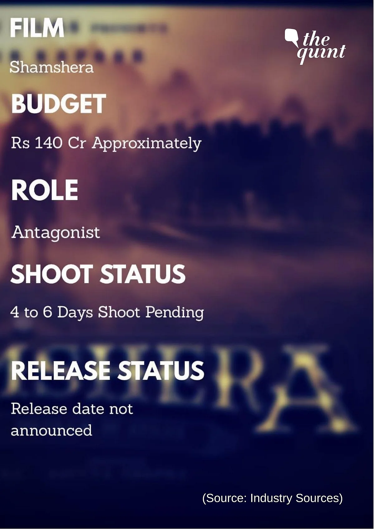 Sanjay Dutt will be seen playing a pivotal role in <i>Shamshera.</i>