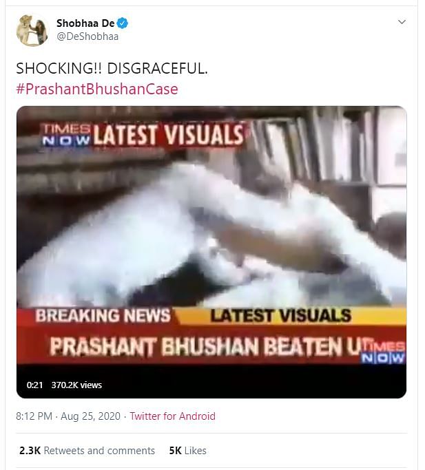 The video is from 2011 when Bhushan was attacked inside his chambers over his comments on Kashmir.