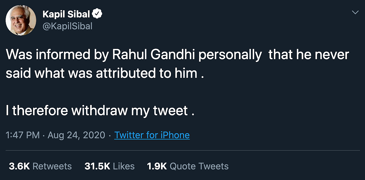 ‘Not About Post, It’s About Country’: Sibal Tweets After CWC Meet