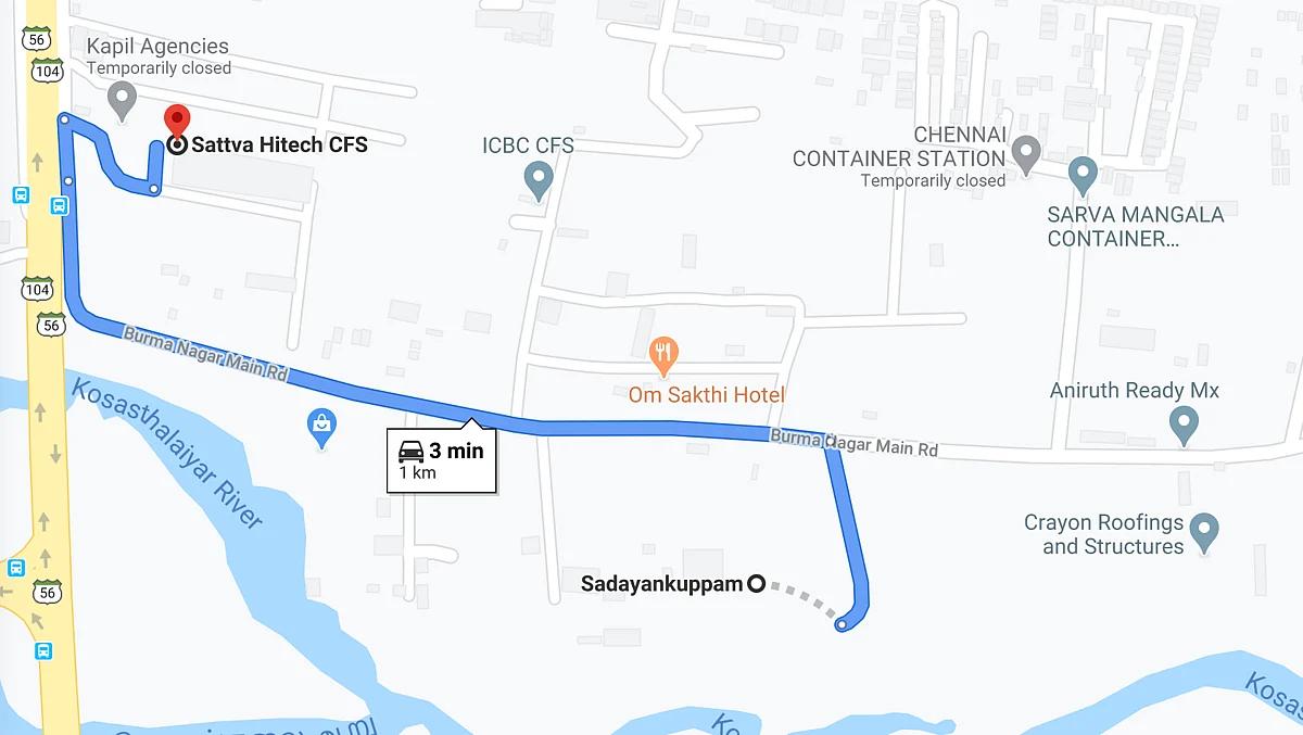 Sadayankuppam village 1,500m away with a population of over 5,000 persons.