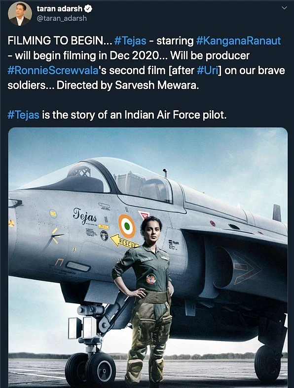 Kangana Set to Play Air Force Pilot in Upcoming Film 'Tejas'