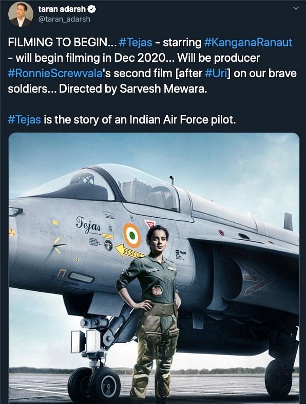 The actress shared a still from her new film about women in the Air Force.