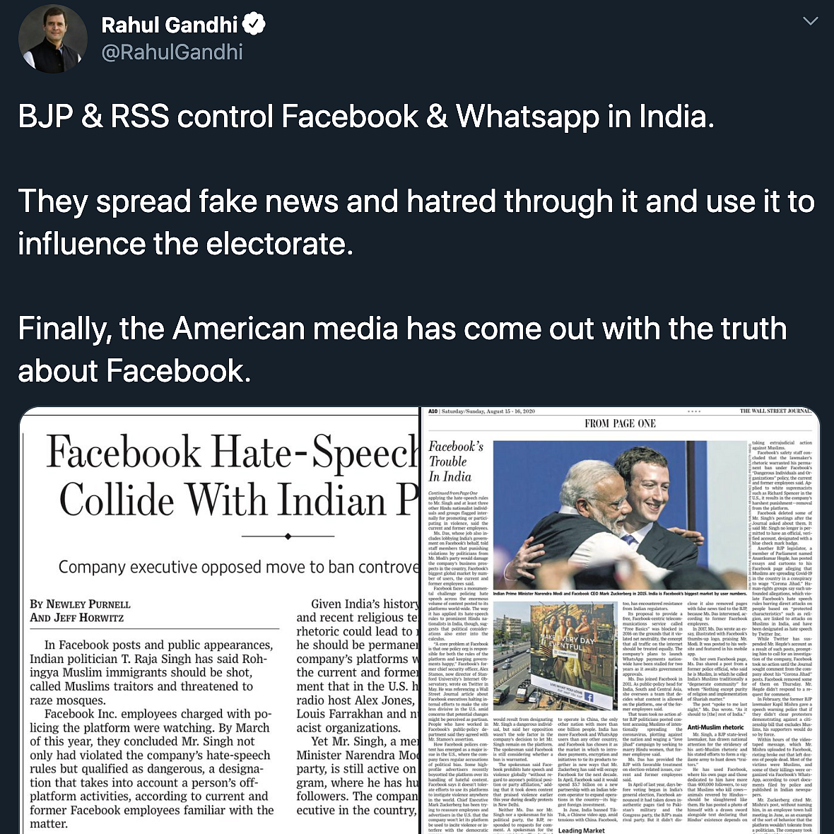 ‘FB-BJP Bhai Bhai’: Upheaval in India Over Facebook’s ‘BJP Bias’