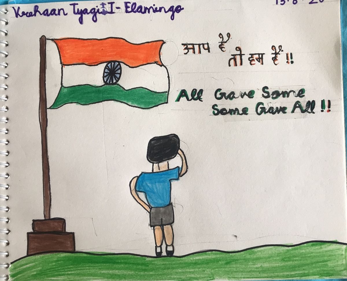 Children from across India draw their sandesh to a soldier.