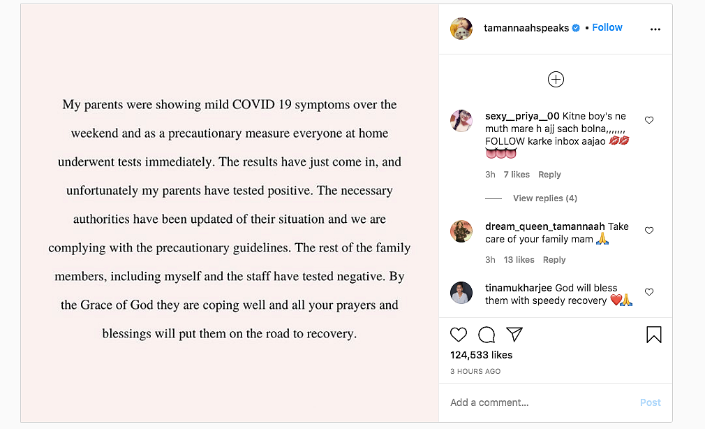 Tamannaah's post.