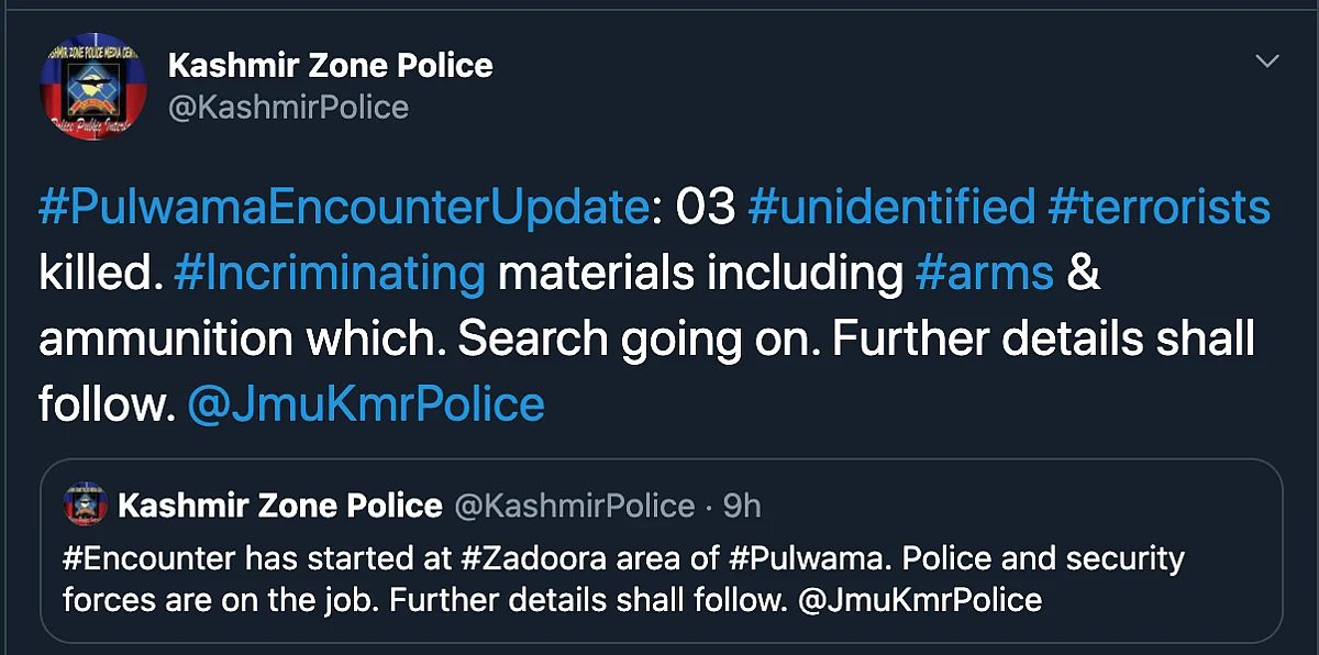 Soldier, 3 Militants Killed in Encounter in J&K’s Pulwama District