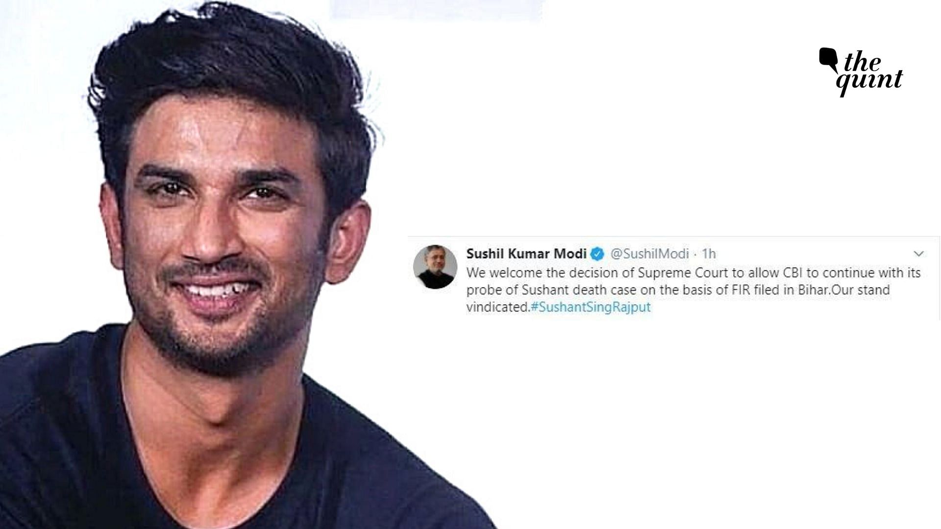 Several political leaders on Wednesday, 19 August hailed the<a href="https://www.thequint.com/entertainment/bollywood/sushant-singh-rajput-case-supreme-court-judgment-on-rhea-chakraborty-petition"> Supreme Cort verdict that orderd a probe</a> by the Central Bureau of Investigation (CBI) onto the death of actor Sushant Singh Rajput.