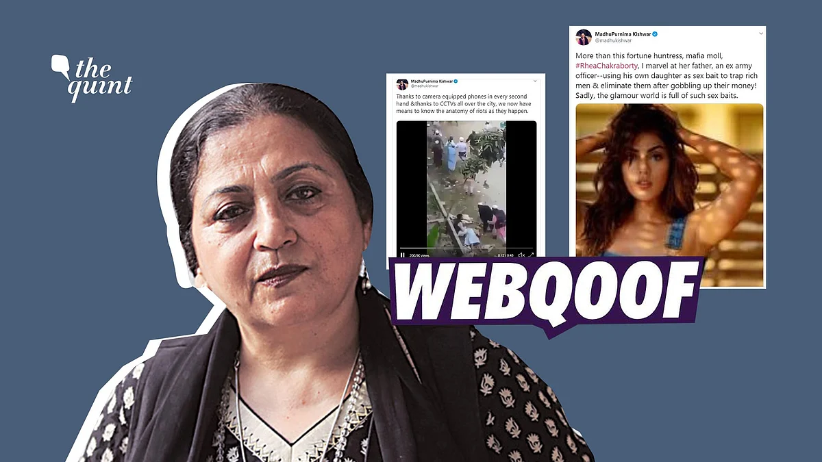 Madhu Kishwar, who made headlines for her misogynistic remarks against Rhea, has a history of sharing misinformation.
