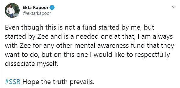 She announced that she will have nothing to do with the mental health awareness fund.
