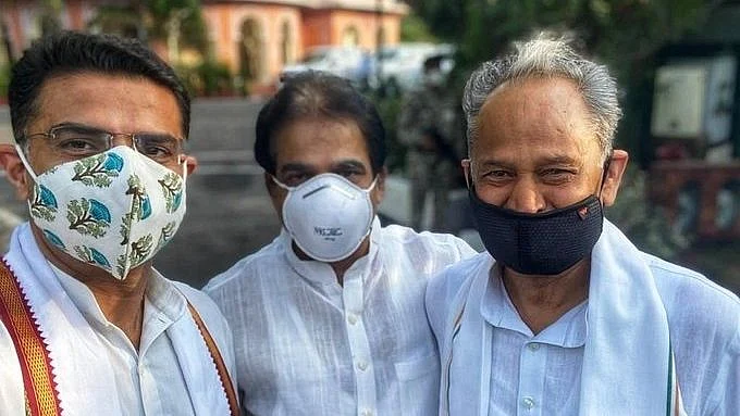 Sachin Pilot (left) and CM Ashok Gehlot (right). 