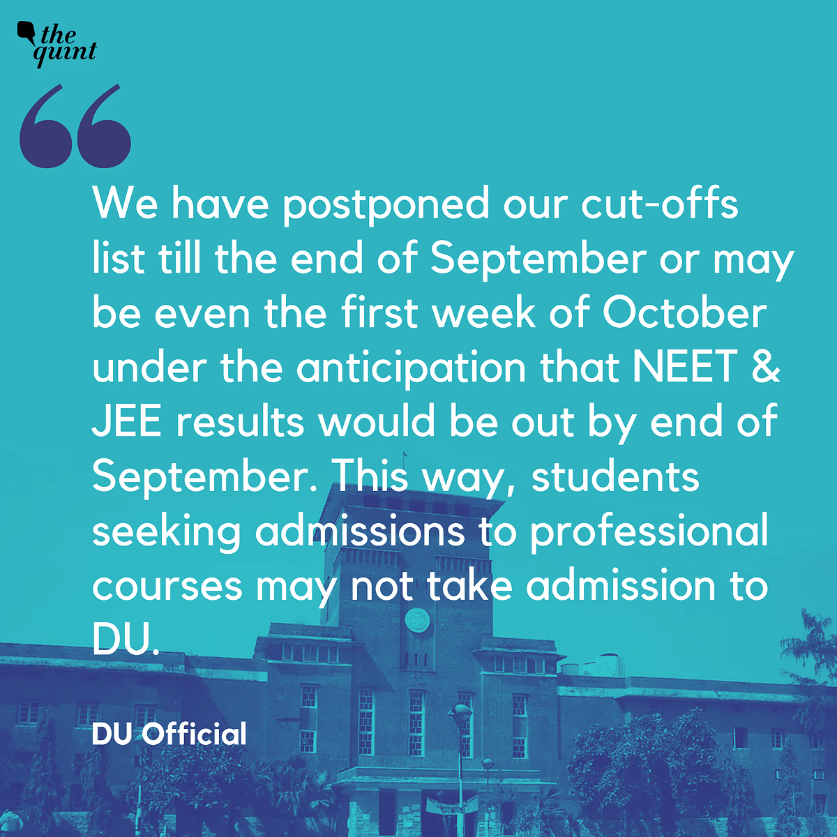 Delhi University fears that a large number of students may vacate seats after JEE & NEET results.
