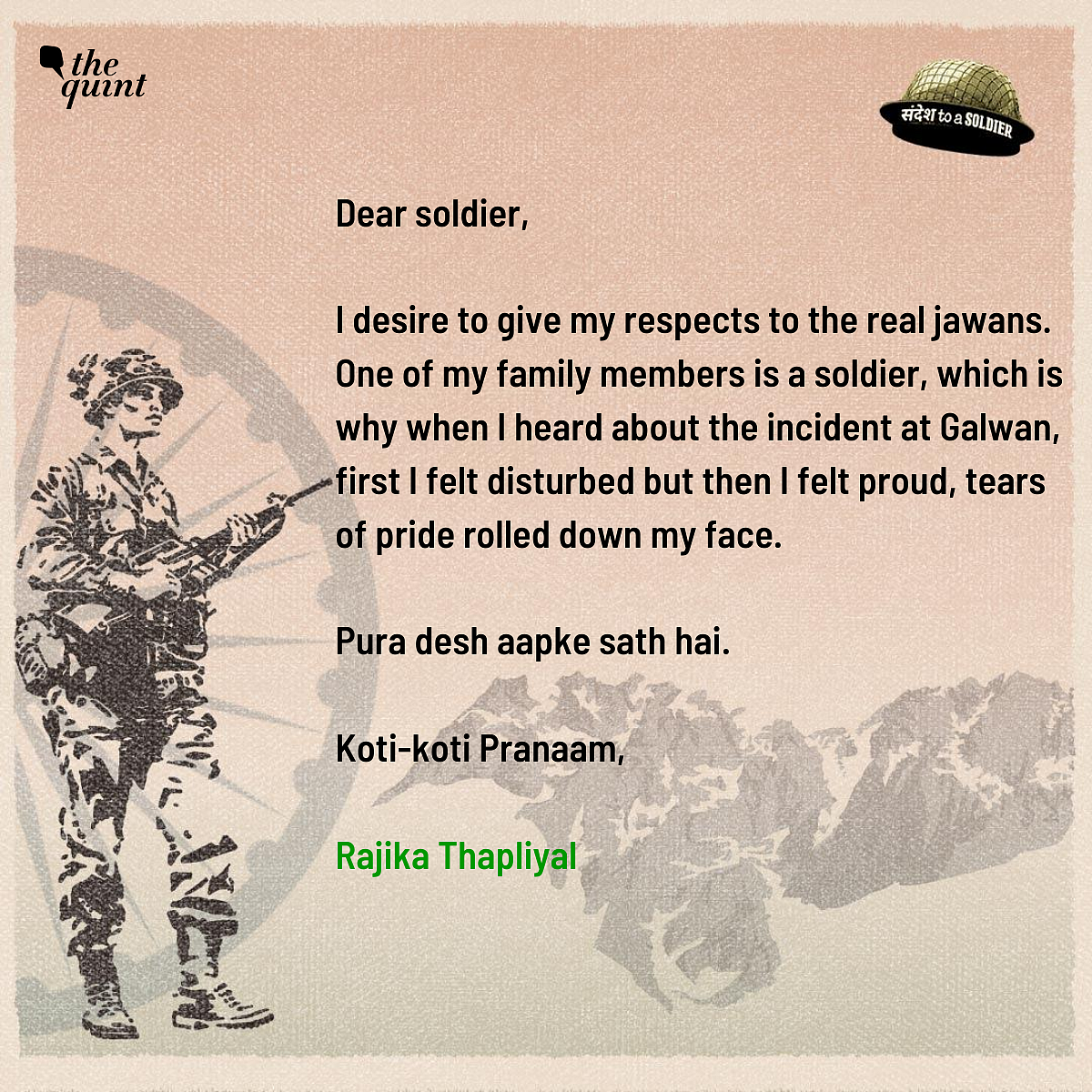 Dear Soldiers, For Our Better Tomorrow, You Sacrifice Your Today