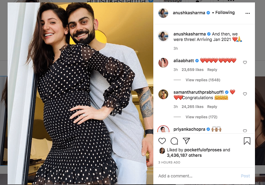 Anushka Sharma and Virat Kohli expecting their first child. 