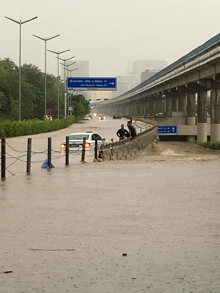 Delhi-NCR Rains: Roads Flooded, Wall Collapse Leaves Cars Damaged
