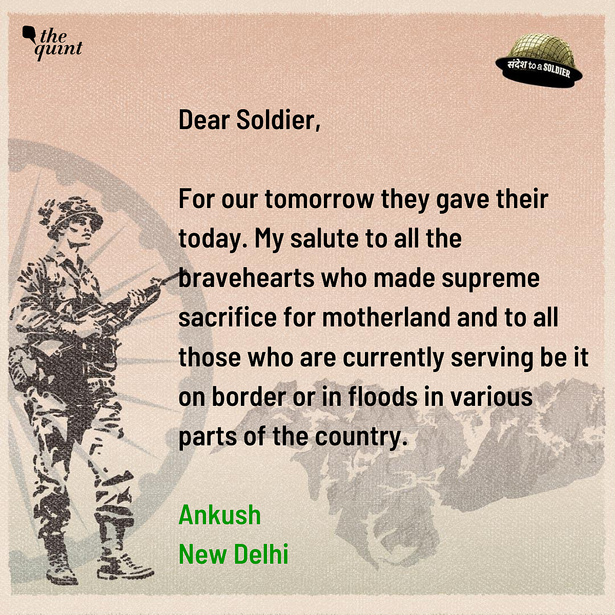 Dear Soldiers, For Our Better Tomorrow, You Sacrifice Your Today