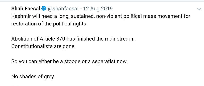 ‘Stooge or Separatist’: What Shah Faesal’s Deleted Tweets Said