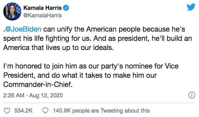 Harris is the first Black woman and first Asian American person to be on any major US party’s presidential ticket.