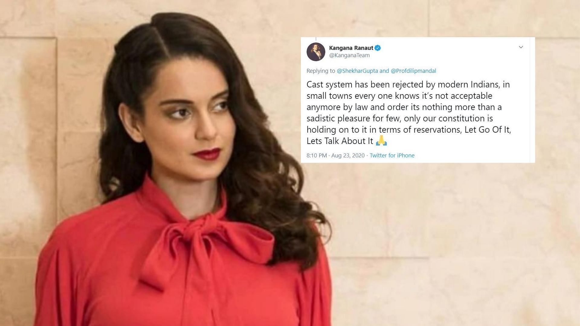 Kangana Ranaut has once again hit the headlines with her tweet - this time about caste and reservation in India.