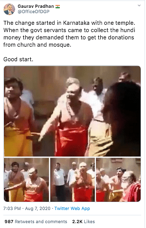 The video is from 2015 when an argument broke out between priests  and government officials over a collection box.