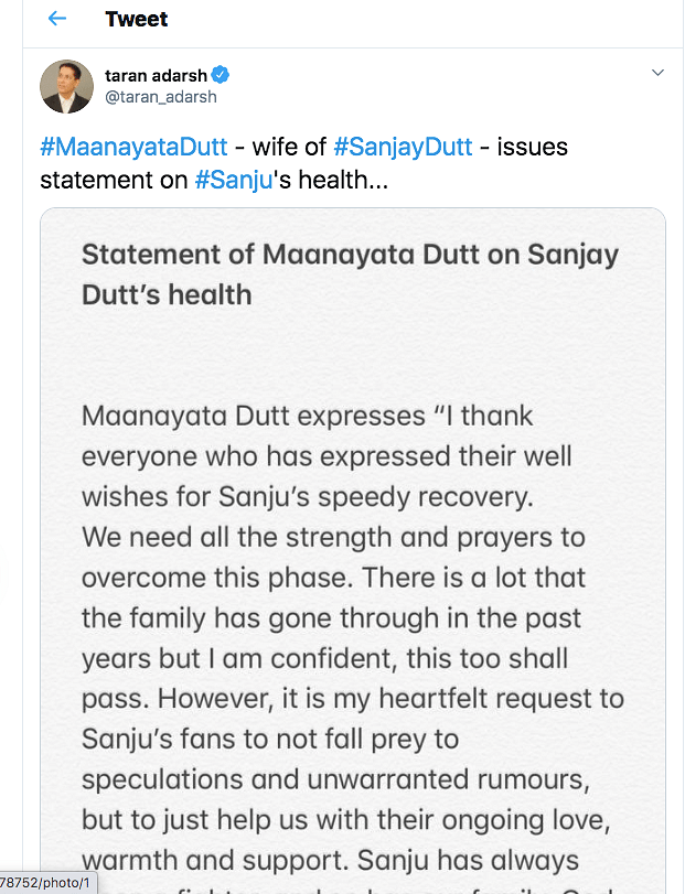 Sanjay Dutt has been diagnosed with lung cancer. 