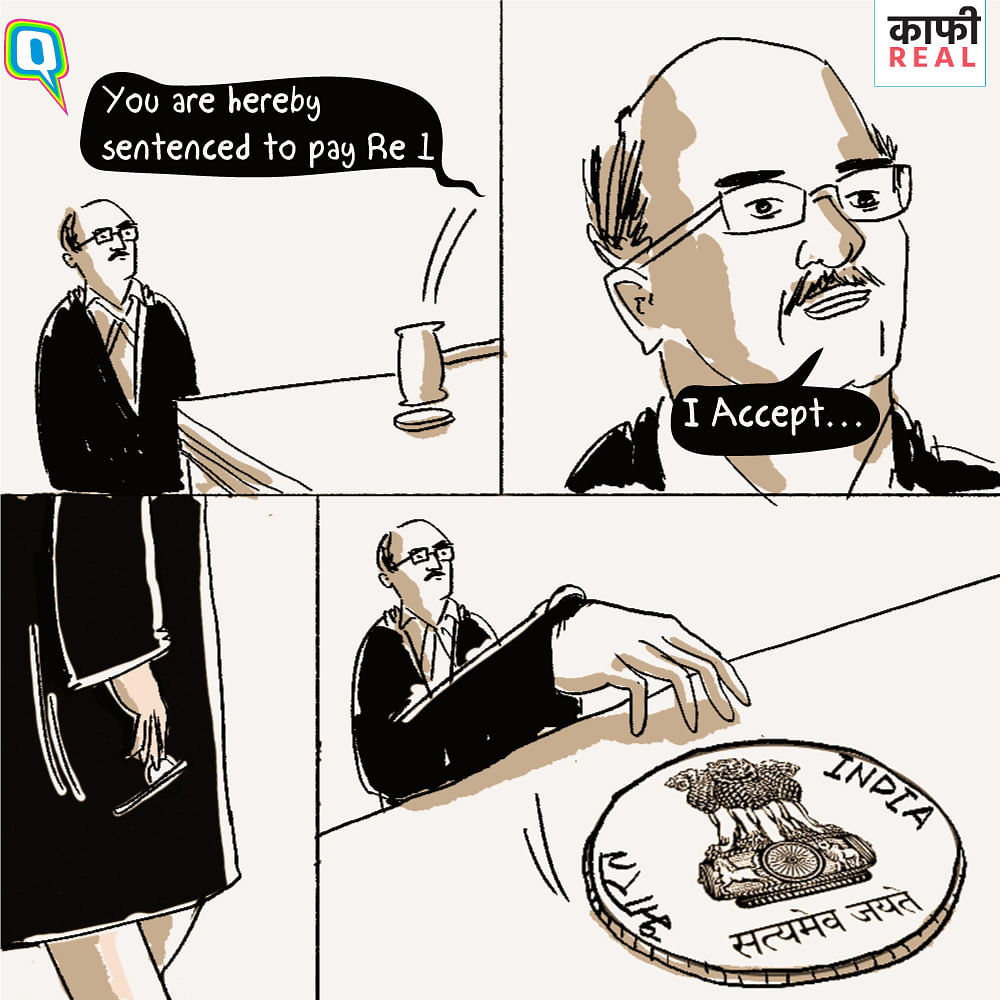 The apex court ordered Bhushan to pay a fine of Re 1 as punishment for contempt of court.