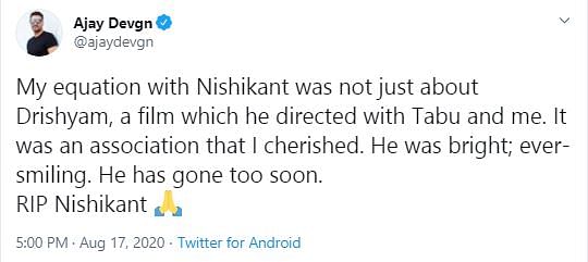 The director passed away in Hyderabad on Monday.