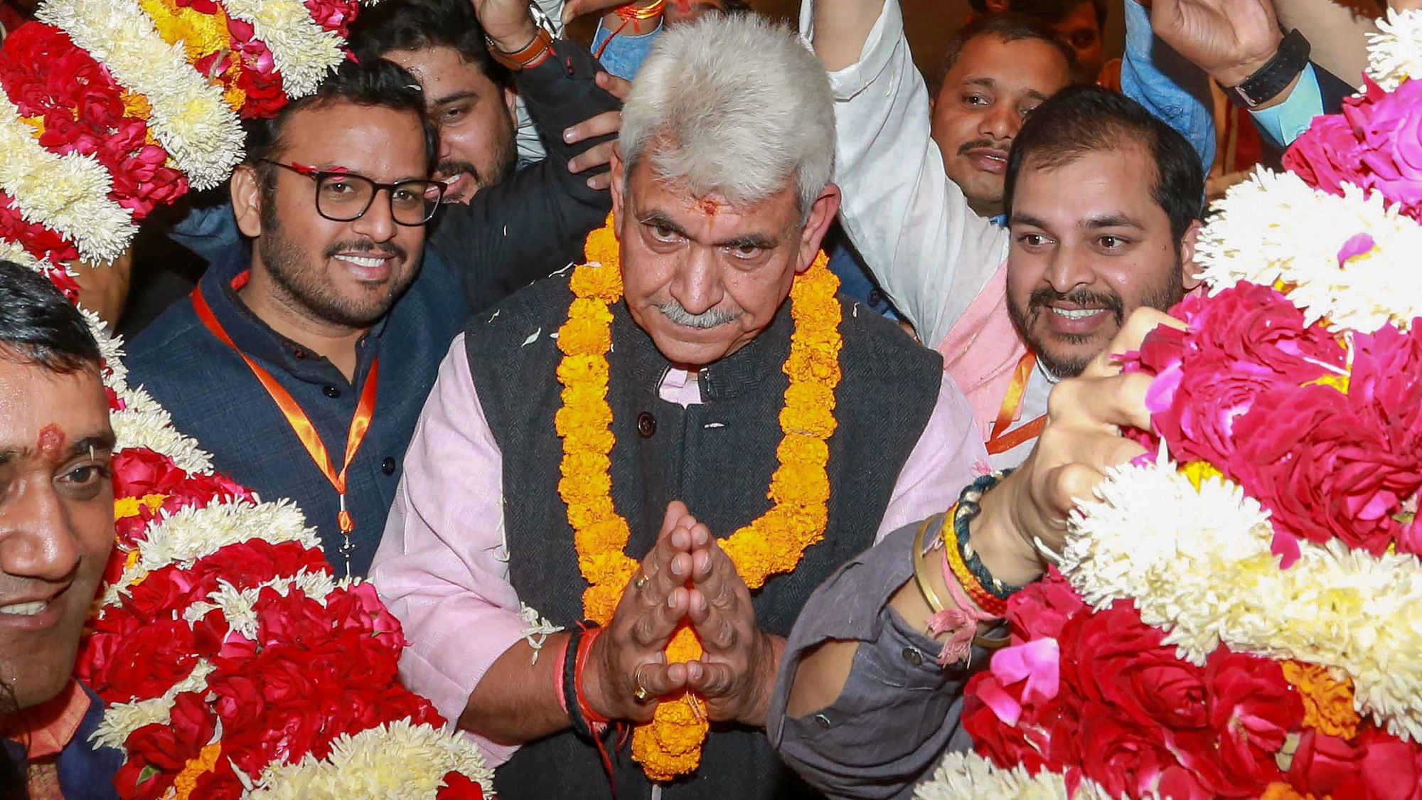 Then Union Communications Minister, and now J&amp;K L-G, Manoj Sinha being felicitated during ‘Ghazipur Samagam’, in Lucknow, Sunday, 9 December 2018. Image used for representation.