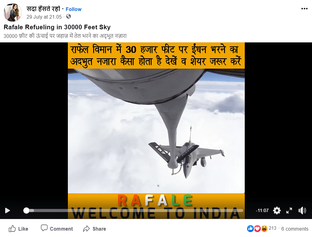 We found three viral videos with misleading claims of the Rafale jet being refuelled mid-air en-route India.