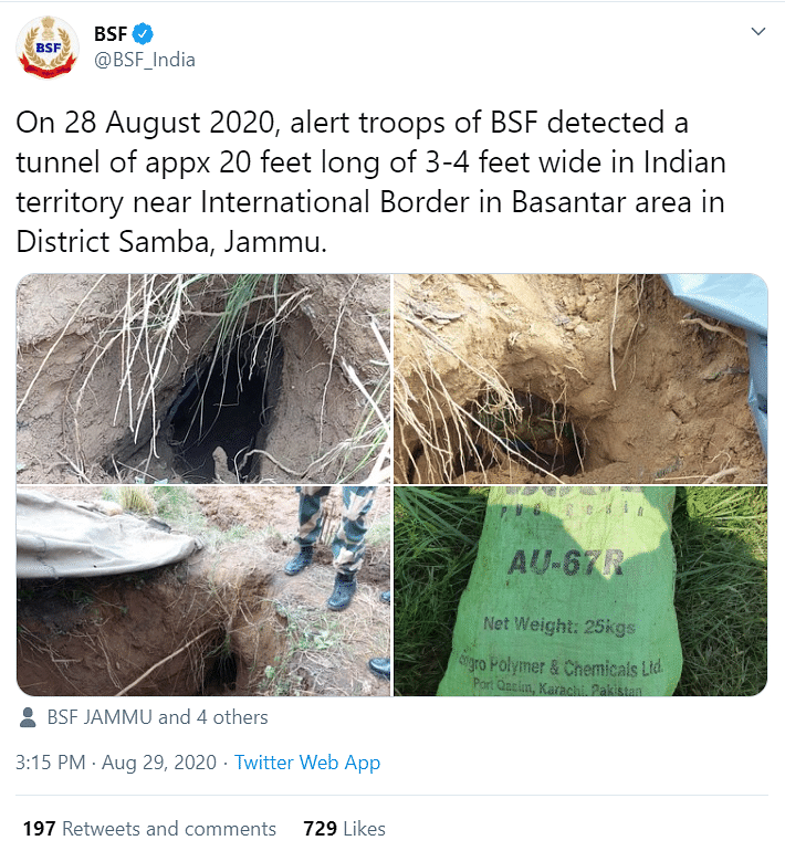 A major search operation has been launched by the BSF, along the border to look for other such hidden structures.