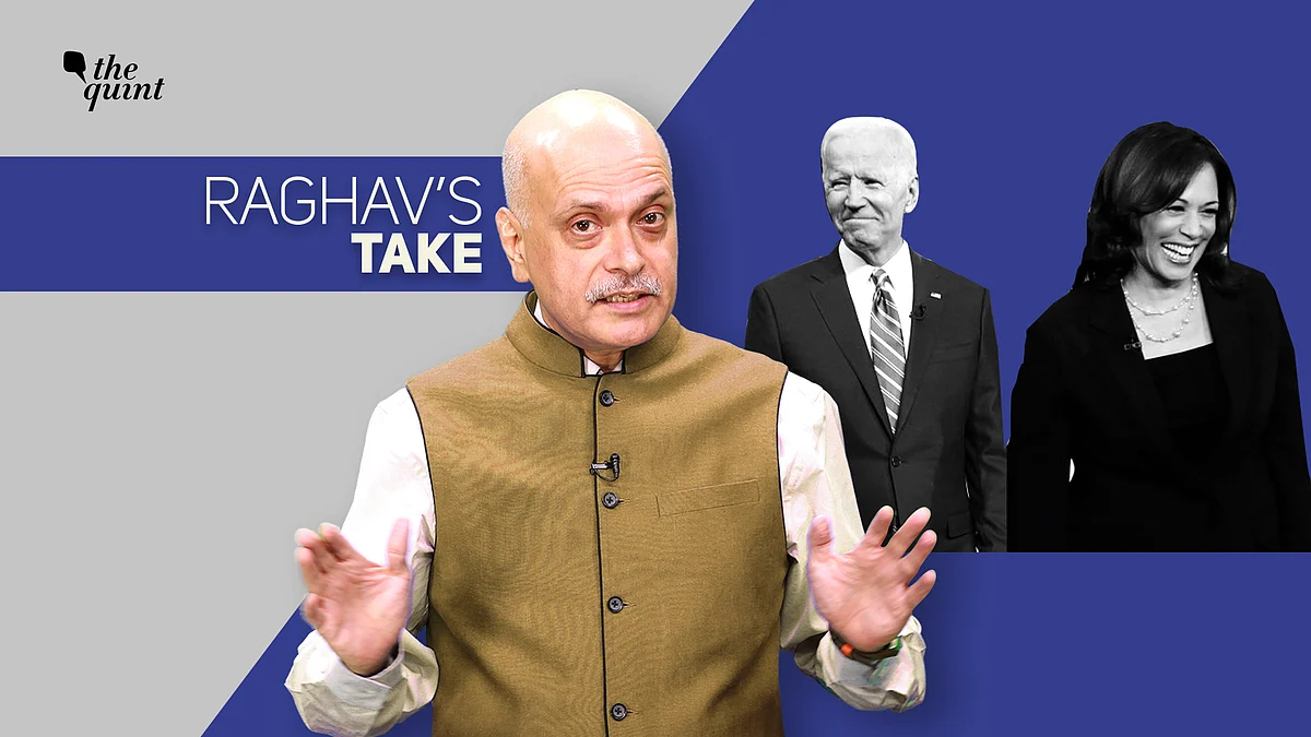 Image of The Quint’s Founder-Editor Raghav Bahl, and Joe Biden & Kamala Harris used for representational purposes.