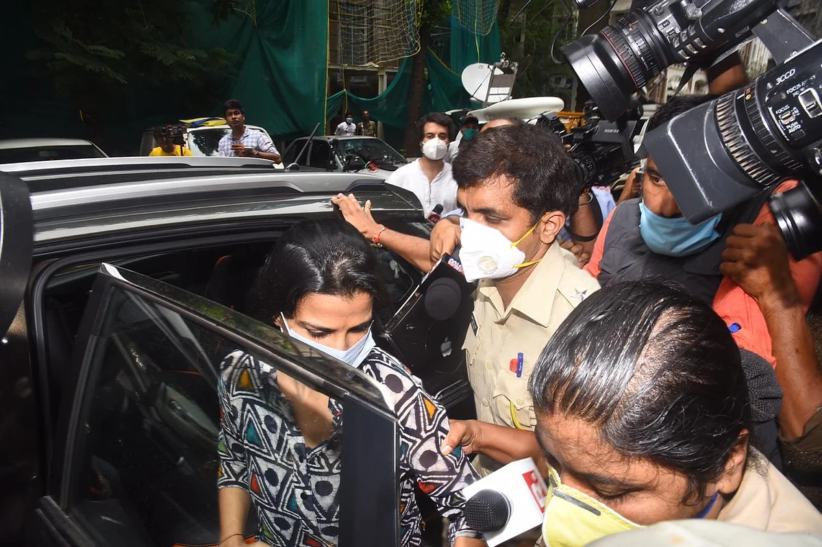 Sushant's sister Meetu Singh at the ED office.
