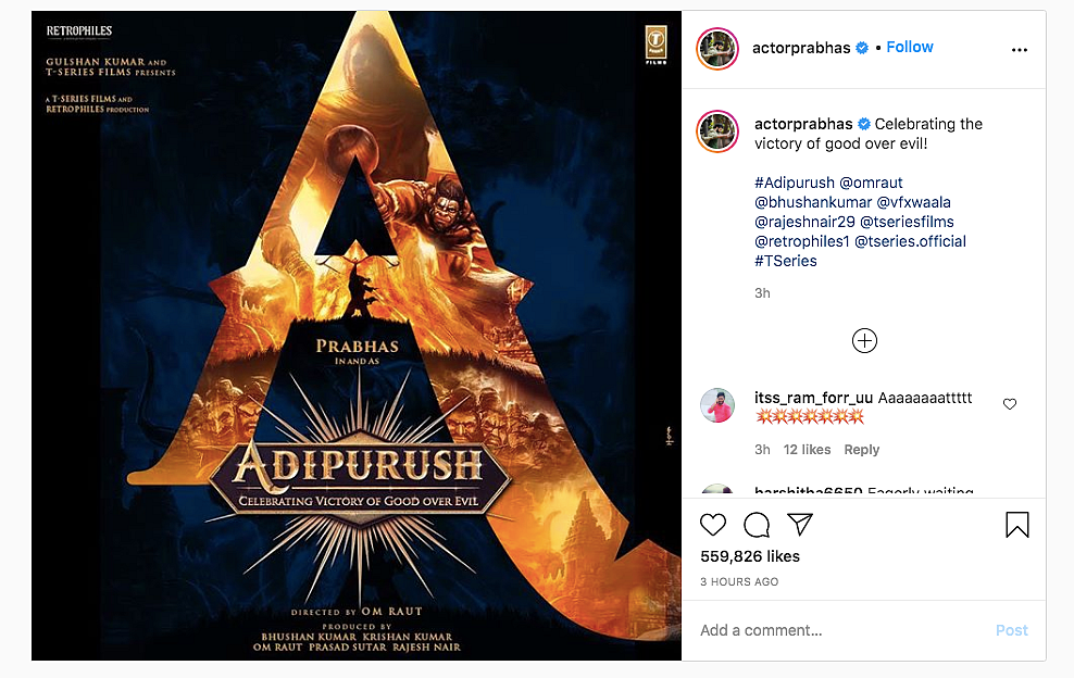 Prabhas shares a poster of his upcoming film.