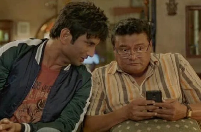 Saswata Chatterjee and Sushant Singh Rajput in a still from Dil Bechara