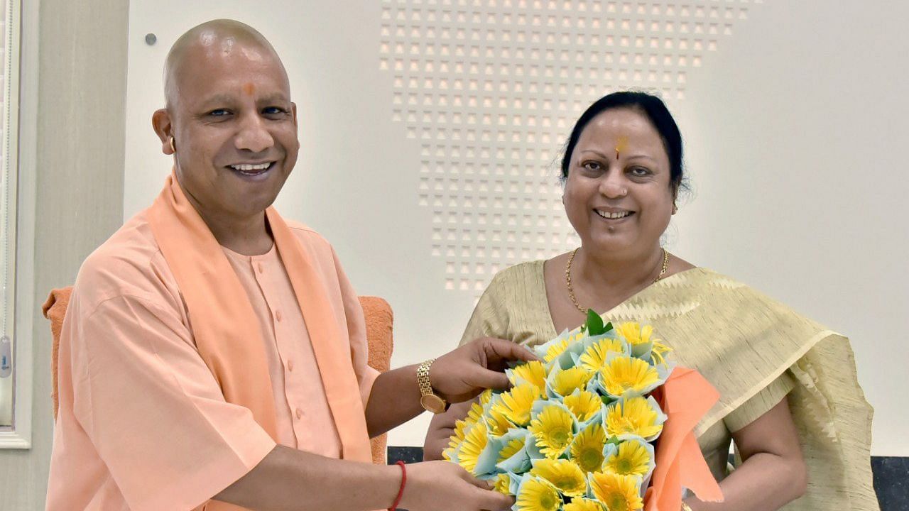 Uttar Pradesh Minister Kamala Rani Varun with UP CM Yogi Adityanath in September, 2019.