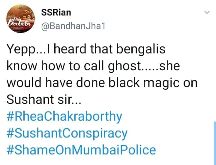Social media has gone on an overdrive to blame actor Sushant  Rajput’s death on “black magic” by Bengali women.